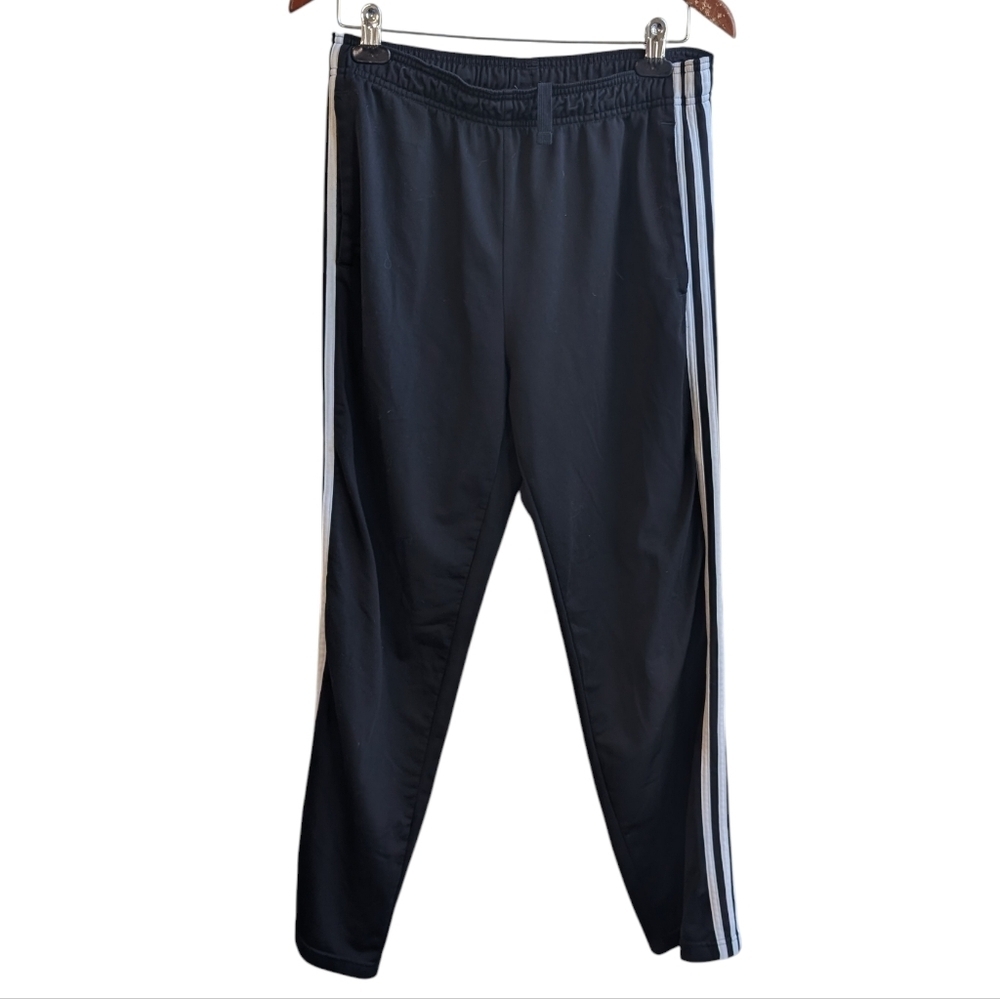 Adidas Black Pull-On Track Pants Side Stripes Men's Size Large
